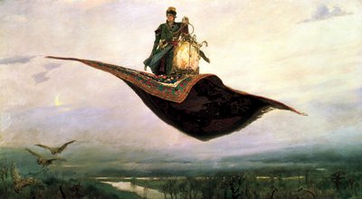 Cavalcando un tappeto volante, 1880 da Viktor Mikhaylovich Vasnetsov