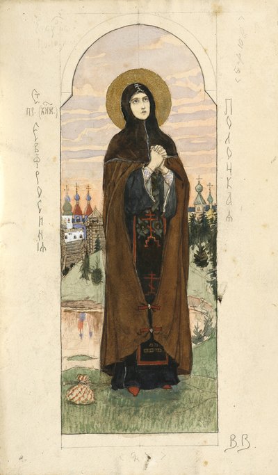 Santa Eufrosina di Polatsk Studio per affreschi nella Cattedrale di San Vladimiro di Kiev, 1884-1889 da Viktor Mikhaylovich Vasnetsov