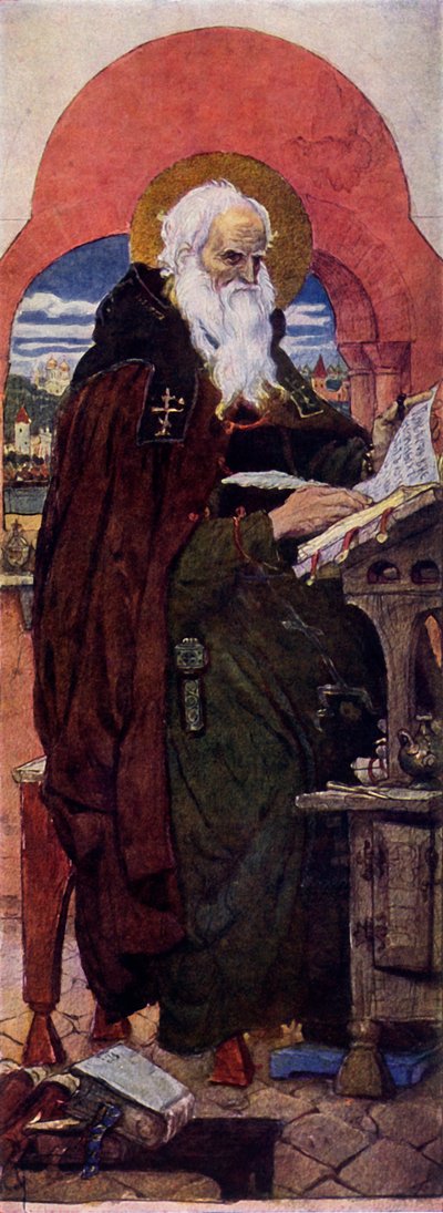 Il Beato Cronista Nestor, c1885-1896, 1965 da Viktor Mikhaylovich Vasnetsov