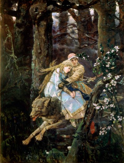 Lo zarevic Ivan che cavalca il lupo grigio, 1889 da Viktor Mikhaylovich Vasnetsov