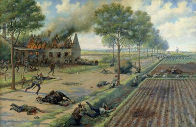 La Cavalleria Russa Combatte i Tedeschi in un Villaggio nel 1915, c.1915-16 da Viktor Viketyevich Masurovsky