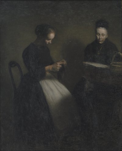 Sera nel salotto. La madre e la moglie dell