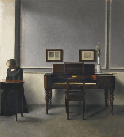 Ida in un interno con pianoforte da Vilhelm Hammershøi