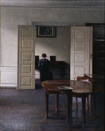 Interno con Ida che suona il pianoforte da Vilhelm Hammershøi