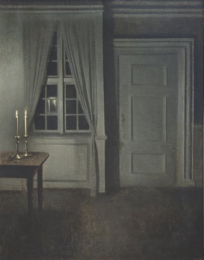 Interno con due candele da Vilhelm Hammershøi