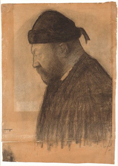 Ritratto di Thorvald Bindesbøll di profilo verso sinistra da Vilhelm Hammershøi