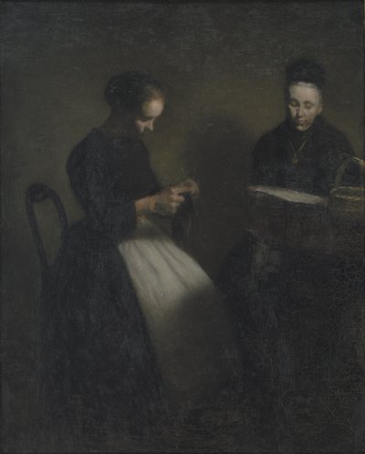 Sera nel salotto, la madre e la moglie dell
