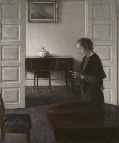 Interno con una signora che legge da Vilhelm Hammershoi