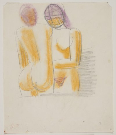 Studio di composizione con 2 donne nude in piedi da Vilhelm Lundstrøm