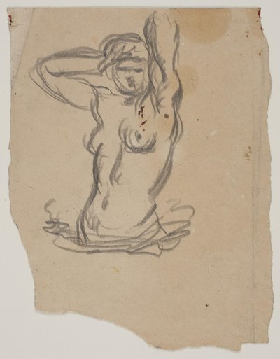 Figura femminile, mezza figura, che si sistema i capelli da Vilhelm Lundstrøm