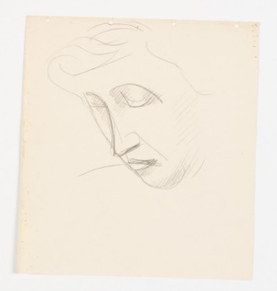 Ritratto di donna in tre quarti di profilo, piegata a sinistra da Vilhelm Lundstrøm