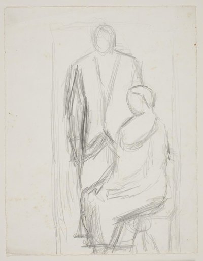 Lundstrøm in piedi dietro la signora Lundstrøm seduta. Studio per il cosiddetto quadro di matrimonio da Vilhelm Lundstrøm