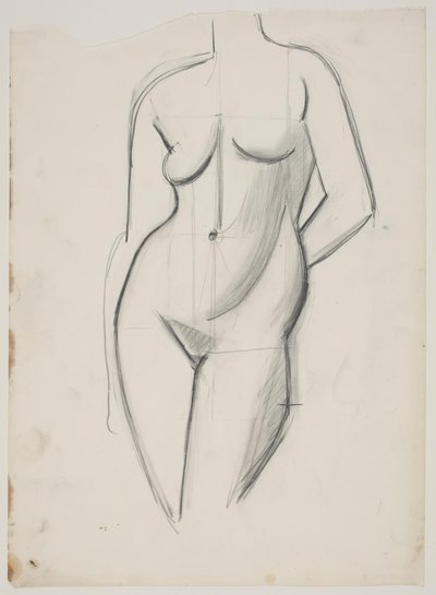 Modello femminile in piedi con la mano sinistra dietro la schiena da Vilhelm Lundstrøm