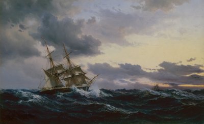 Imbarcazioni a vela in un mare tempestoso da Vilhelm Melbye