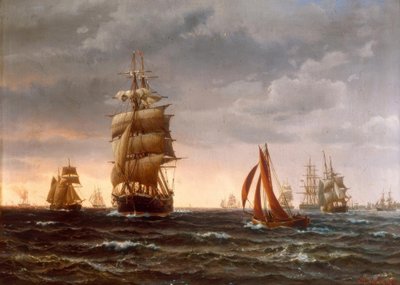 Navi in mare mosso da Vilhelm Melbye
