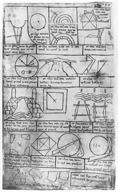 Copia facsimile di Ms Fr 19023 fol.20 Figure geometriche per la costruzione di edifici da Villard de Honnecourt