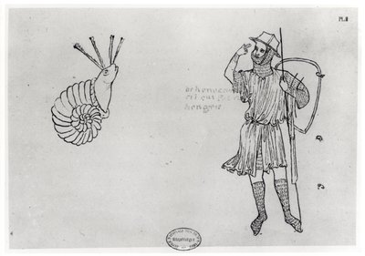 Fol.2 Lumaca e soldato ungherese (copia facsimile) da Villard de Honnecourt