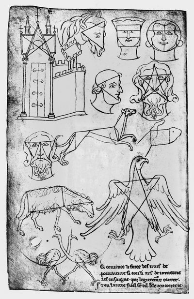 Ms Fr 19093 fol.18v Vari disegni (copia facsimile) da Villard de Honnecourt
