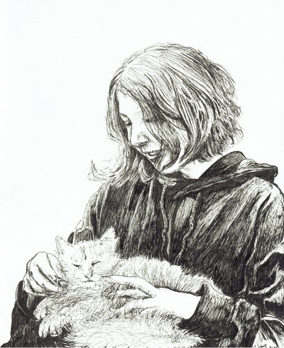 Ragazza e gatto da Vincent Alexander Booth
