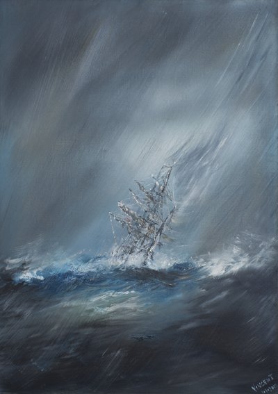 HMS Beagle in tempesta al largo di Capo Horn, 24 dicembre 1832 da Vincent Alexander Booth