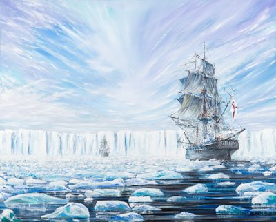 James Clark Ross scopre la piattaforma di ghiaccio antartica gennaio 1841 da Vincent Alexander Booth