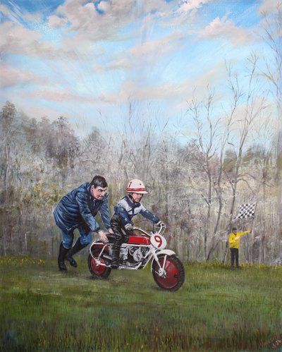 Uomo in moto, 2024 (olio su tela) da Vincent Alexander Booth