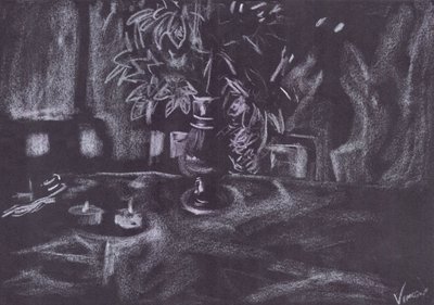 Pianta in una stanza alla luce delle candele da Vincent Alexander Booth