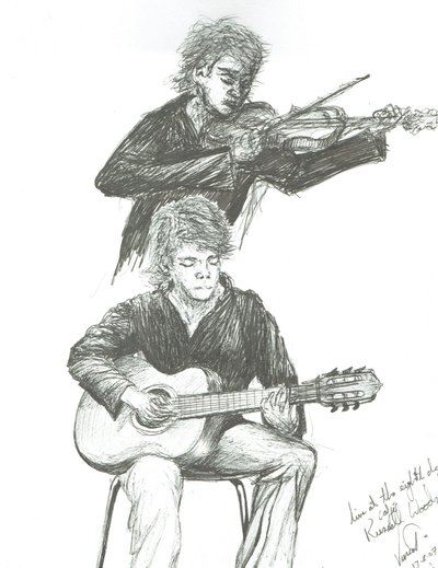Il chitarrista e il violinista al 8th Day Cafe Manchester, 2007 da Vincent Alexander Booth