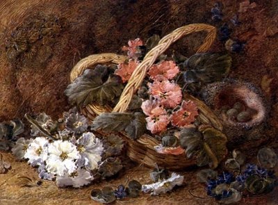 Nido di uccelli e un cesto di fiori da Vincent Clare