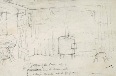 Interno della cabina dove Black Kettle ebbe il suo incontro con il generale Hazen quando chiese la pace, 1869-71 da Vincent Colyer