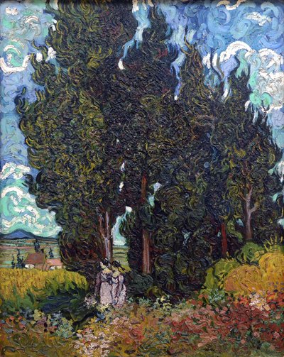 Cipressi con due figure, 1889-1890 da Vincent van Gogh