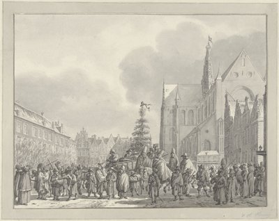 Arrivo dei francesi sulla Grote Markt a Haarlem, 1795 da Vincent Jansz. van der Vinne