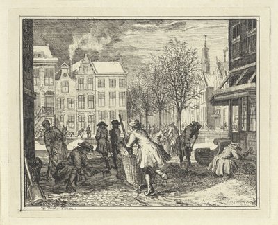 Uomini che lavorano in una strada da Vincent Laurensz. van der Vinne (II)