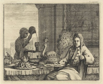 Uomo a un tavolo apparecchiato da Vincent Laurensz. van der Vinne (II)