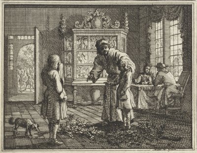 Padre rimprovera i suoi figli da Vincent Laurensz. van der Vinne (II)