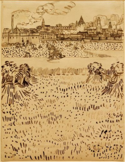 Vista su Arles attraverso i campi di grano da Vincent van Gogh