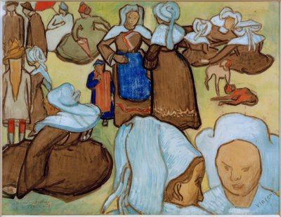 Donne bretoni sul prato da Vincent van Gogh