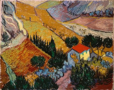 Paesaggio con casa e aratore, 1889 da Vincent van Gogh