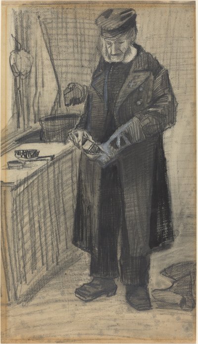 Uomo che lucida uno stivale da Vincent van Gogh