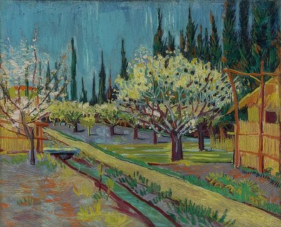 Frutteto circondato da cipressi da Vincent van Gogh
