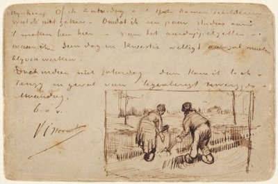 Cartolina con due contadini che scavano da Vincent van Gogh