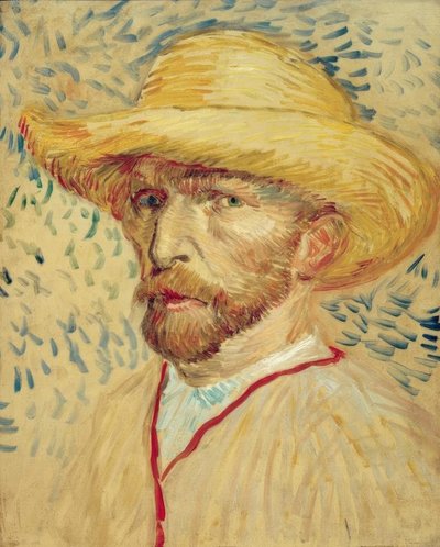 Autoritratto con cappello di paglia e camice da pittore da Vincent van Gogh