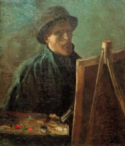 Autoritratto con cappello di pelliccia scura davanti al cavalletto da Vincent van Gogh