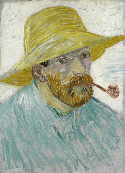 Autoritratto con cappello di paglia e pipa da Vincent van Gogh