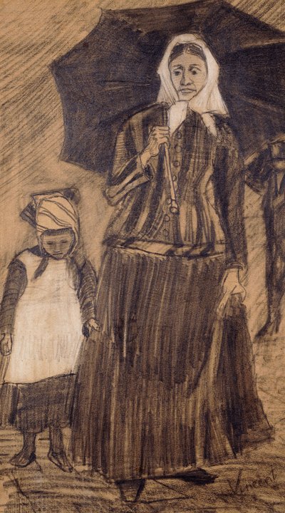 Sien sotto un ombrello con una ragazza, 1882 da Vincent van Gogh