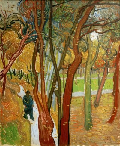 Passeggiatori nel parco con foglie cadenti da Vincent van Gogh
