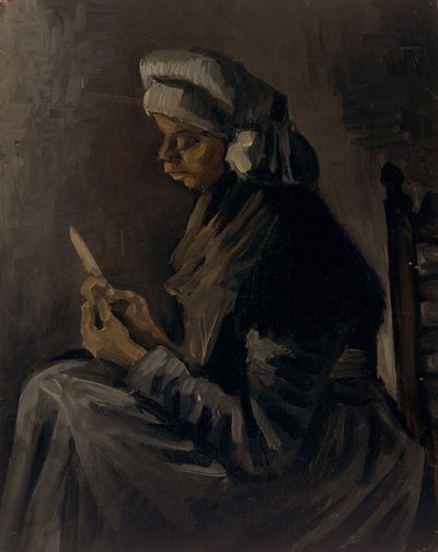 La pelatrice di patate retro: Autoritratto con cappello di paglia, 1885 da Vincent van Gogh