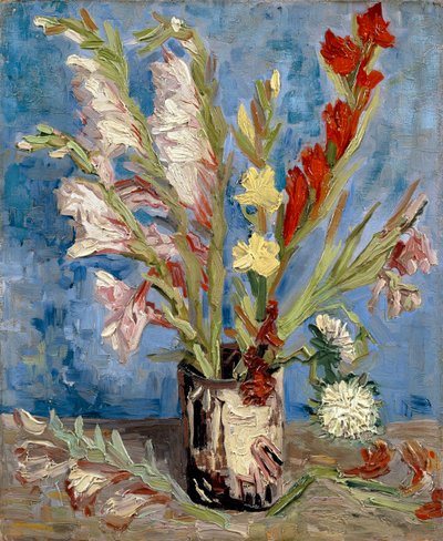 Vaso con gladioli e astri cinesi, 1886 da Vincent van Gogh