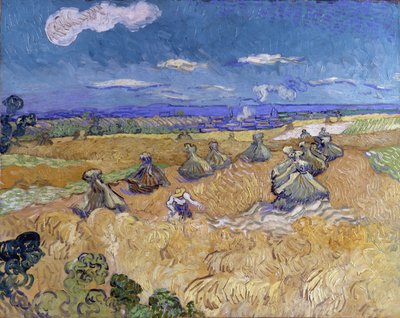 Campo di grano con covoni e mietitrice da Vincent van Gogh