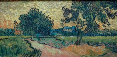 Due peri e il castello di Auvers (Paesaggio in) da Vincent van Gogh